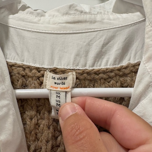 River Island Cable Knit Hybrid Shirt Dress in Beige - Picture 3 of 10